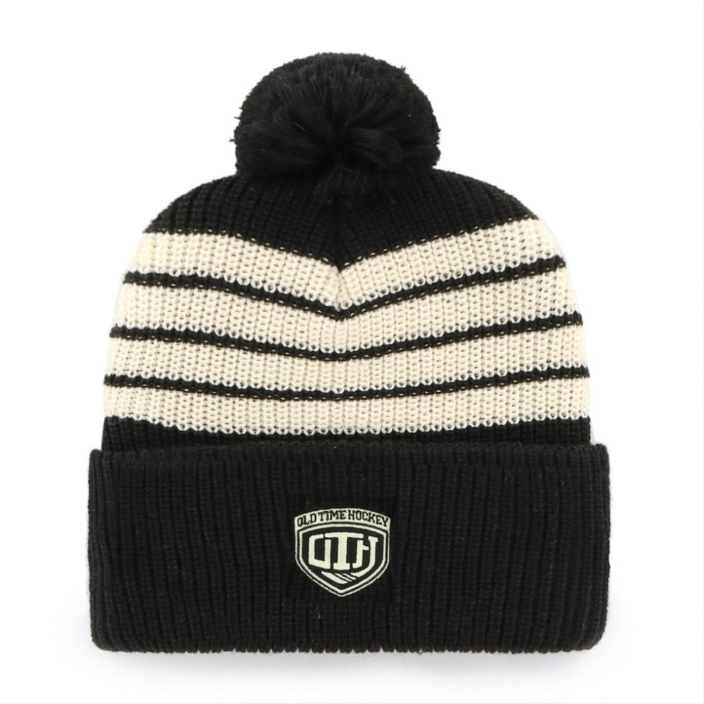 Chicago Blackhawks '47 Old Time Hockey Barn Cuffed Knit Hat with Pom - Black | 47 brand discount