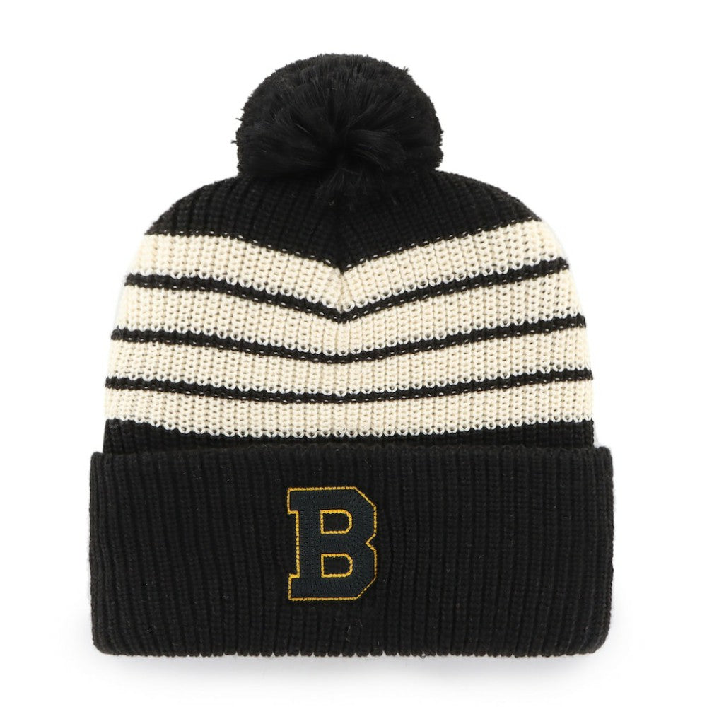 Boston Bruins '47 Old Time Hockey Barn Cuffed Knit Hat with Pom - Black | 47 brand near me