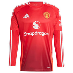 Adidas - Manchester United 2024/25 Home Long Sleeve Replica Custom Jersey - Red