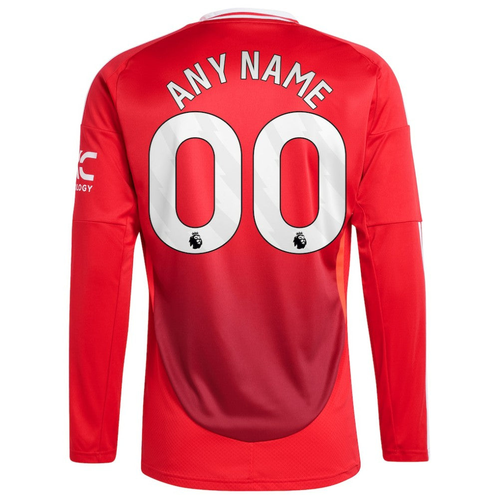 Adidas - Manchester United 2024/25 Home Long Sleeve Replica Custom Jersey - Red