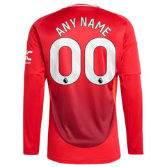 Adidas - Manchester United 2024/25 Home Long Sleeve Replica Custom Jersey - Red