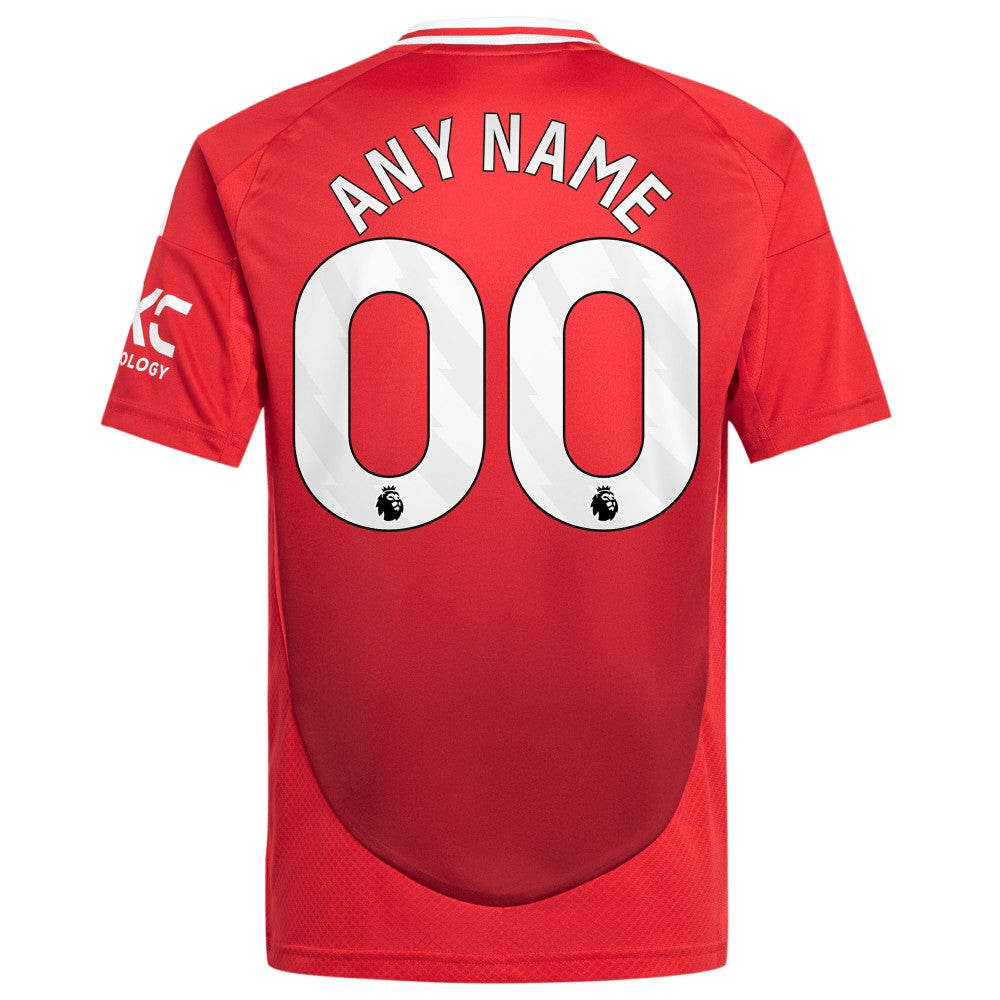 Adidas - Manchester United Youth 2024/25 Home Replica Custom Jersey - Red