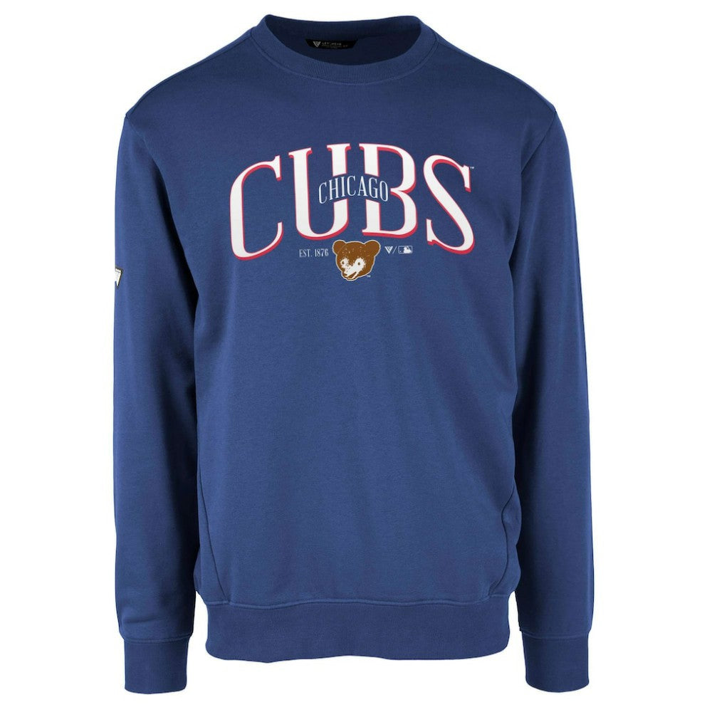 Chicago Cubs Levelwear Zane Cooperstown Collection Retro Spellout Pullover Sweatshirt Discount