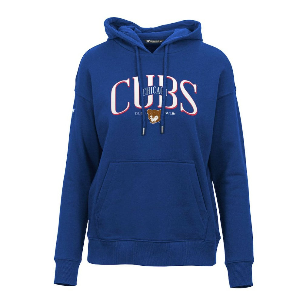 Chicago Cubs Levelwear Women's Adorn Cooperstown Collection Retro Spellout Pullover Hoodie Discount