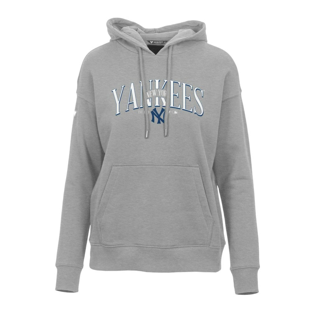 New York Yankees Levelwear Women's Adorn Cooperstown Collection Retro Spellout Pullover Hoodie Sale