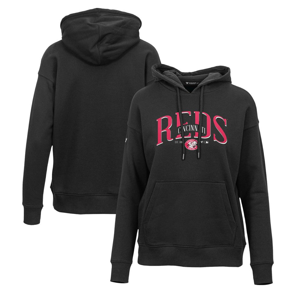 Cincinnati Reds Levelwear Women's Adorn Cooperstown Collection Retro Spellout Pullover Hoodie Sale