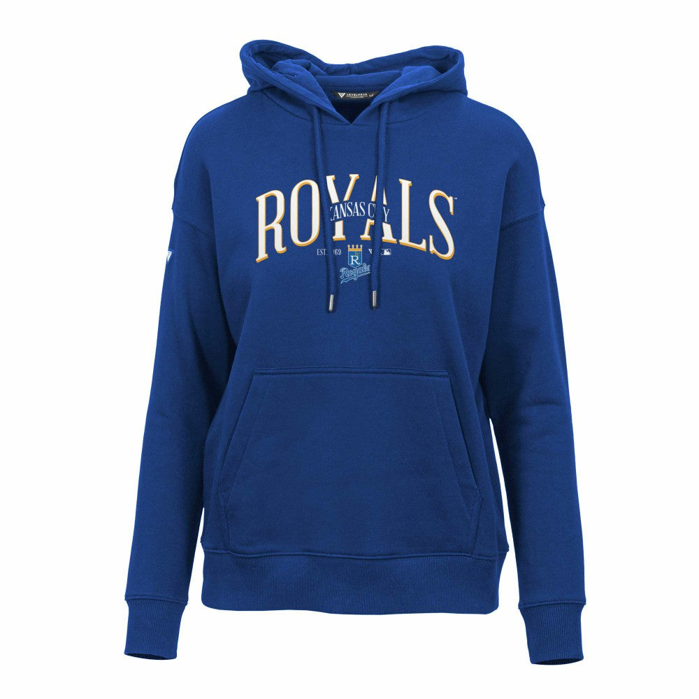 Kansas City Royals Levelwear Women's Adorn Cooperstown Collection Retro Spellout Pullover Hoodie Sale