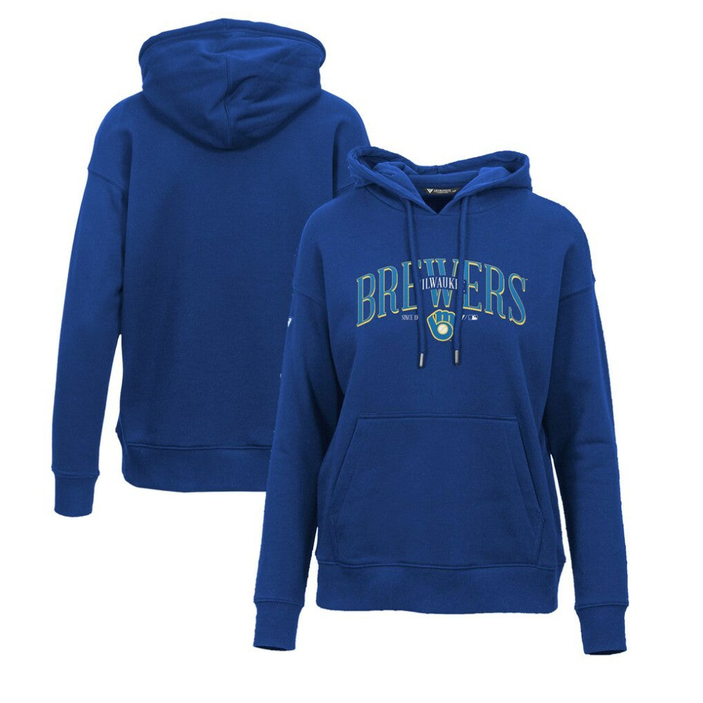 Milwaukee Brewers Levelwear Women's Adorn Cooperstown Collection Retro Spellout Pullover Hoodie Outlet