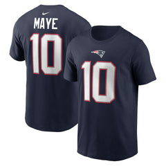 Drake Maye New England Patriots Name & Number T-Shirt - Navy - Nike