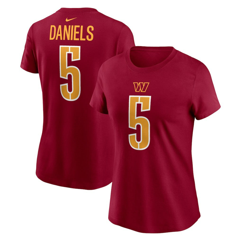 Jayden Daniels Washington Commanders Women's Name & Number T-Shirt - Burgundy - Nike