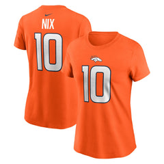 Bo Nix Denver Broncos Women's Name & Number T-Shirt - Orange - Nike