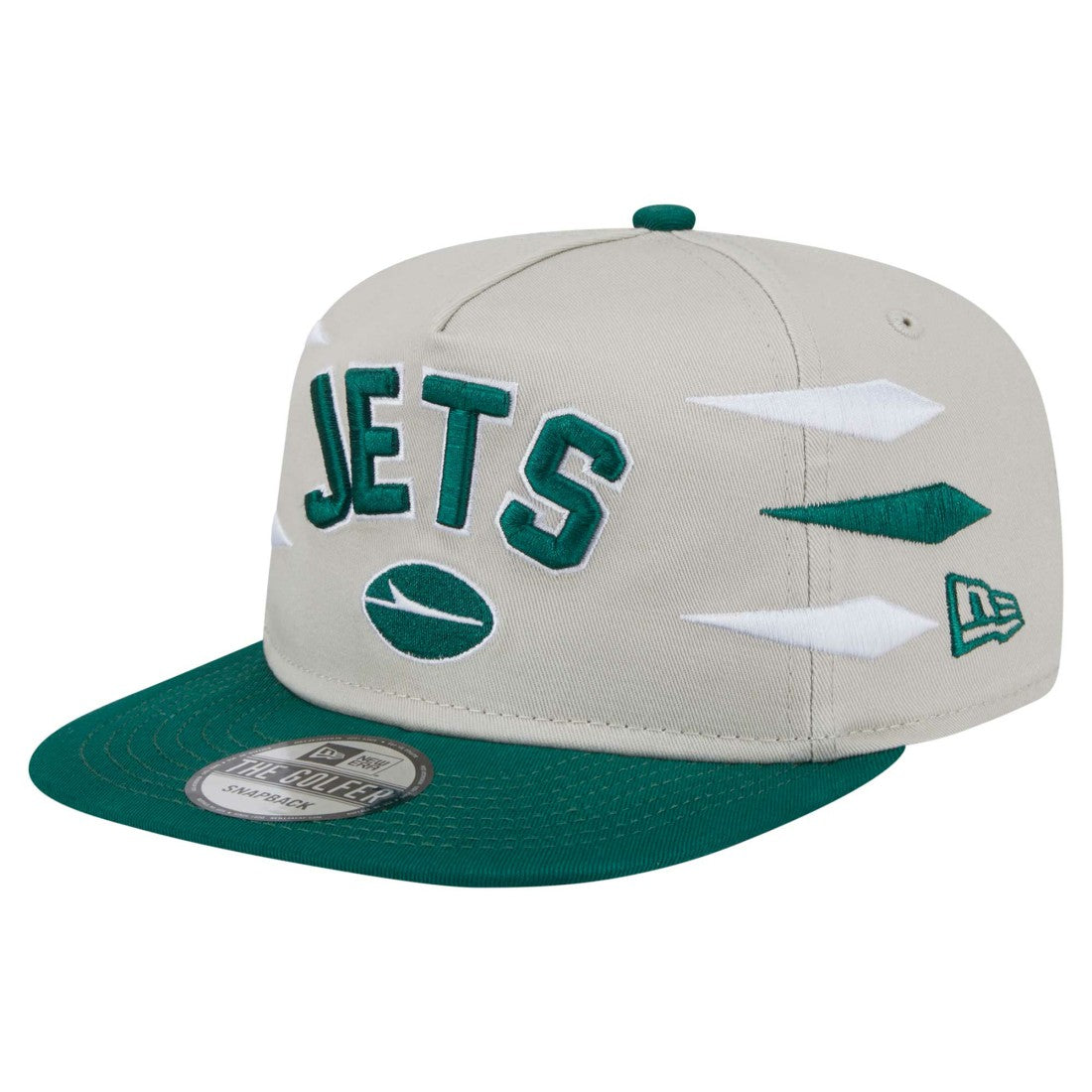 New York Jets New Era Athletic Golfer Snapback Hat - Stone/Green - NFL
