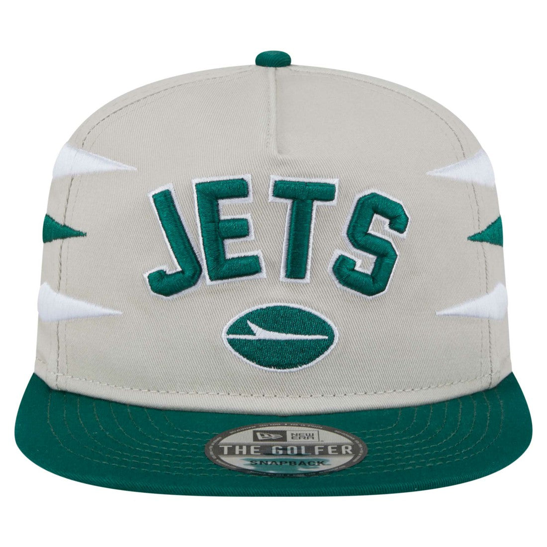 New York Jets New Era Athletic Golfer Snapback Hat - Stone/Green - NFL