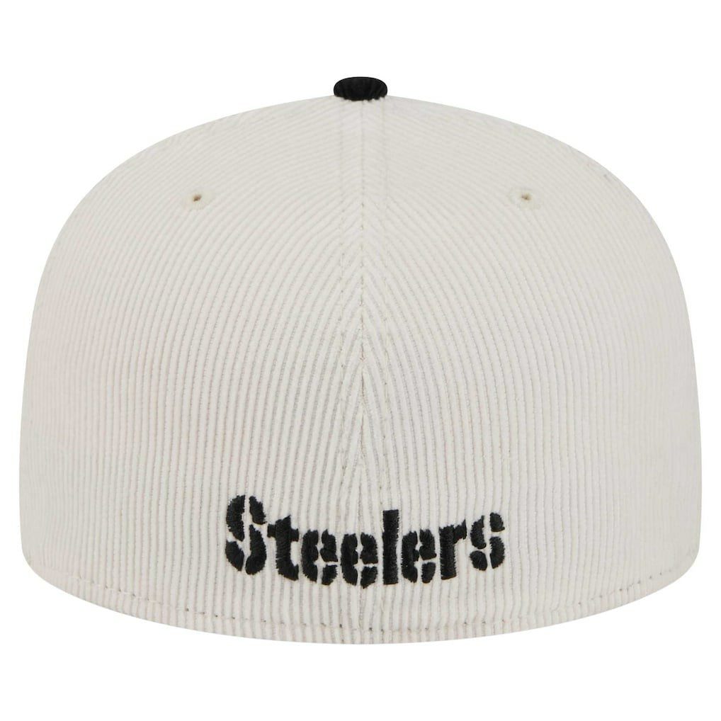 Pittsburgh Steelers New Era Corduroy 59FIFTY Fitted Hat - Cream/Black - NFL