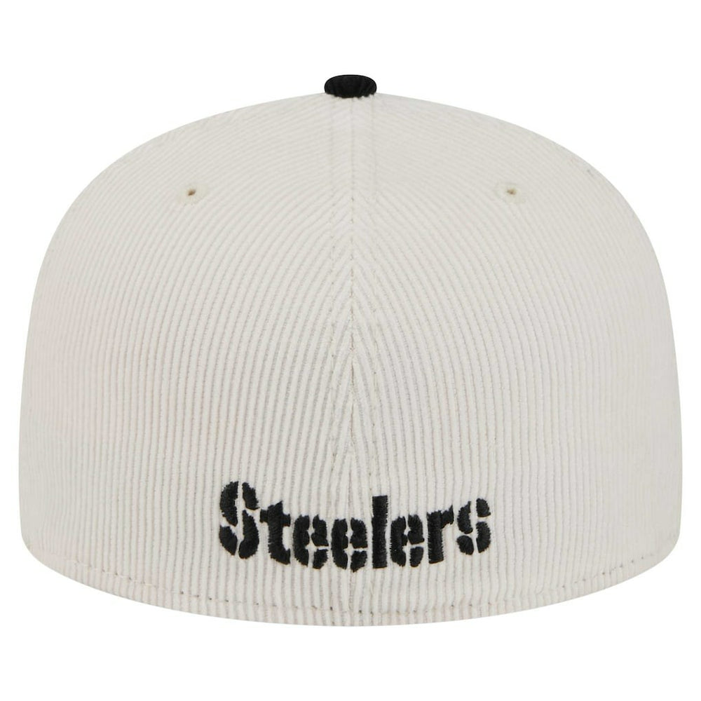 Pittsburgh Steelers New Era Corduroy 59FIFTY Fitted Hat - Cream/Black - NFL