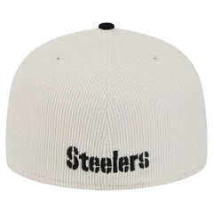 Pittsburgh Steelers New Era Corduroy 59FIFTY Fitted Hat - Cream/Black - NFL