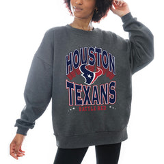 Houston Texans Gameday Couture Women's Oversized Long Weekend Premium Fleece Drop Shoulder Pullover Sweatshirt - Charcoal - NFL