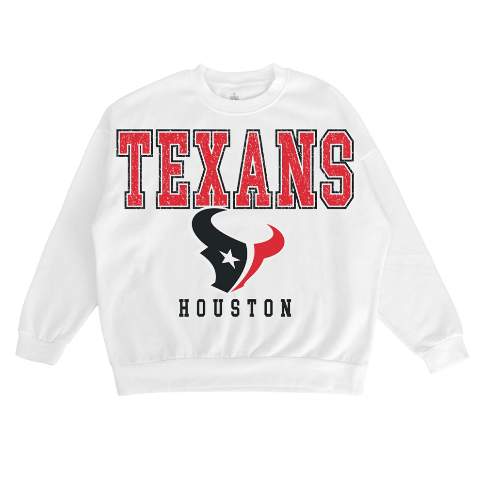 Houston Texans Gameday Couture Women's Sunday Drives Oversized Crewneck Pullover Sweatshirt - White - NFL