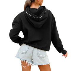 New York Jets Gameday Couture Women's Oversized Catch the Vibe Studded Pullover Hoodie - Black - NFL