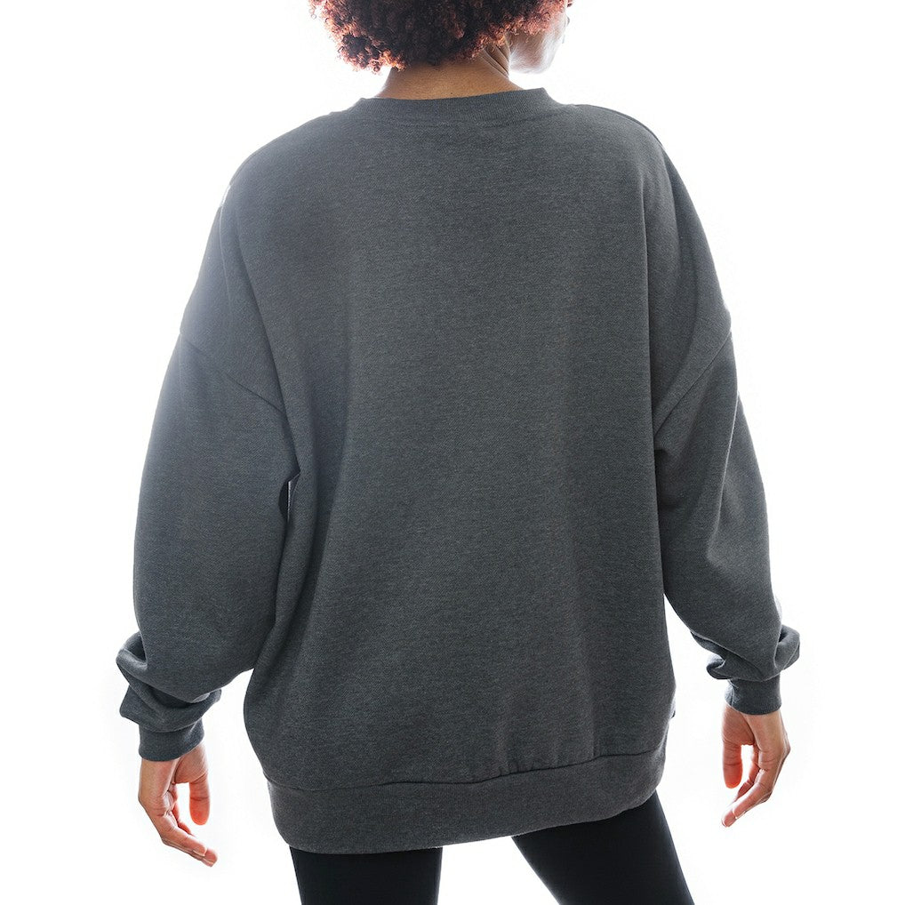 Cleveland Browns Gameday Couture Women's Oversized Long Weekend Premium Fleece Drop Shoulder Pullover Sweatshirt - Charcoal - NFL