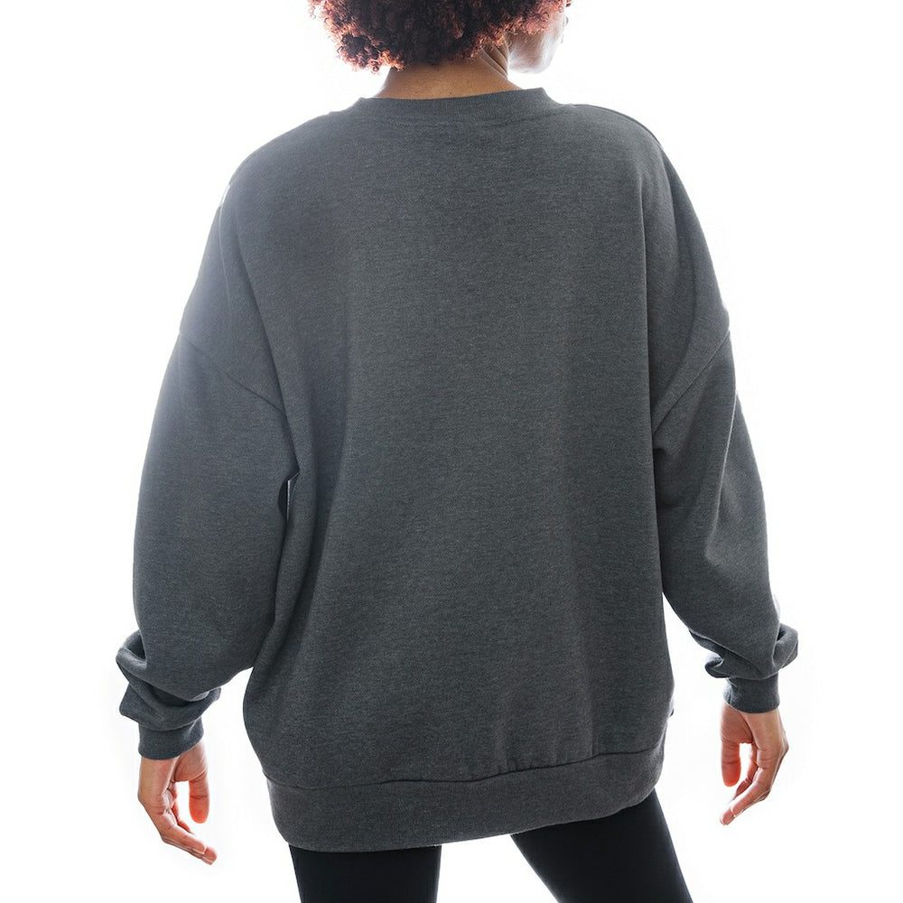 Cleveland Browns Gameday Couture Women's Oversized Long Weekend Premium Fleece Drop Shoulder Pullover Sweatshirt - Charcoal - NFL