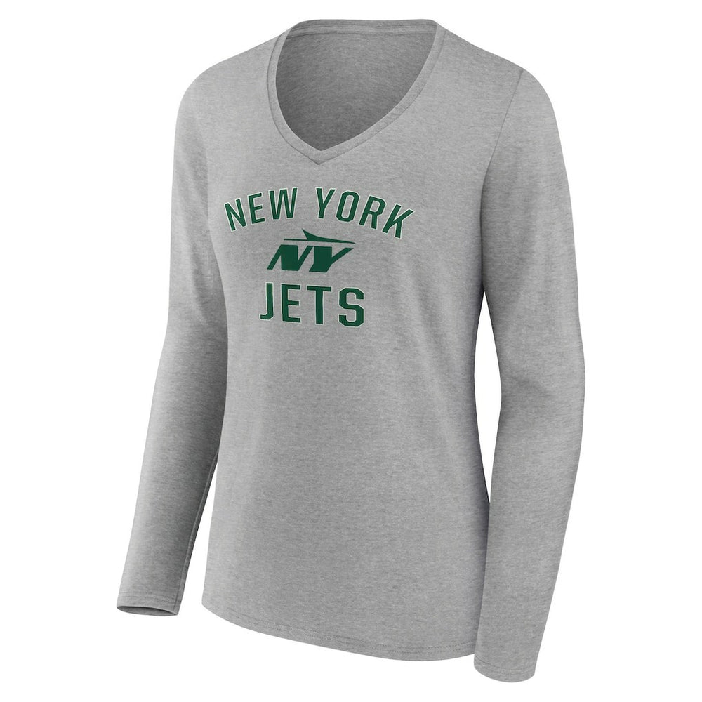 New York Jets Women's Victory Arch Long Sleeve V-Neck T-Shirt - Gray - NFL