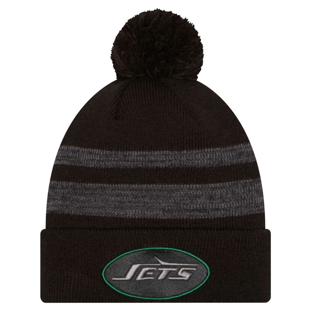 New York Jets New Era Black Dispatch Cuffed Knit Hat with Pom - NFL