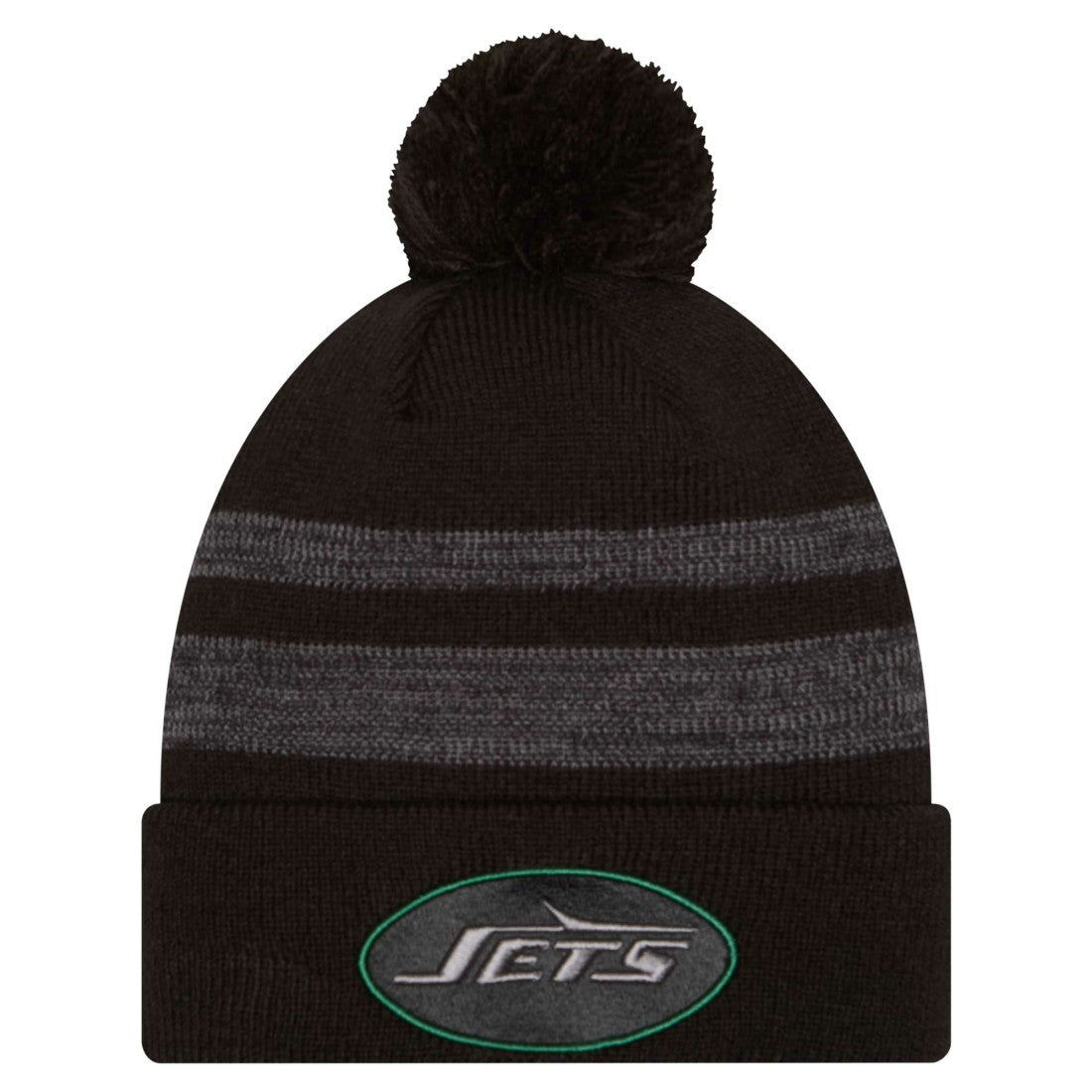 New York Jets New Era Black Dispatch Cuffed Knit Hat with Pom - NFL