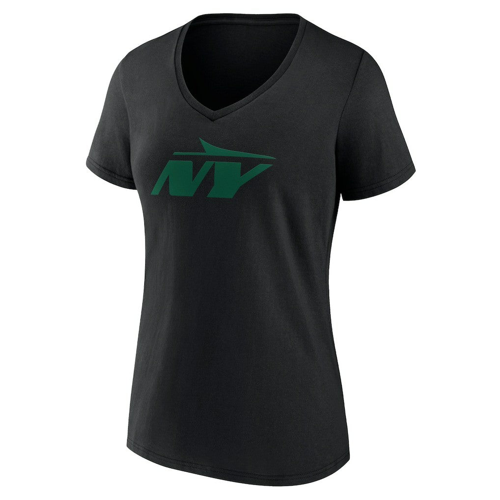 New York Jets Women's Secondary Logo V-Neck T-Shirt - Black - NFL