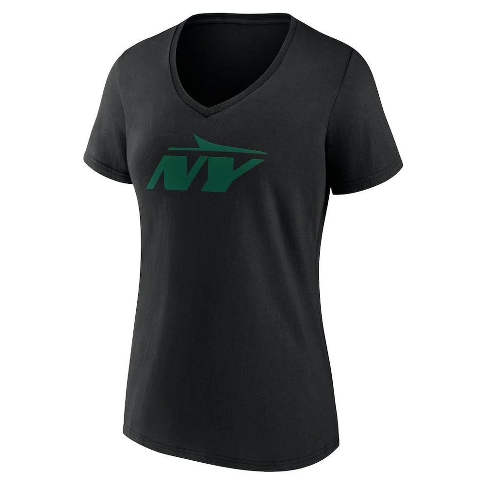 New York Jets Women's Secondary Logo V-Neck T-Shirt - Black - NFL