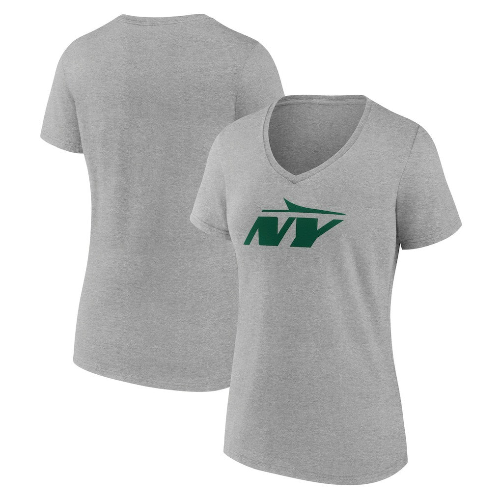 New York Jets Women's Secondary Logo V-Neck T-Shirt - Gray - NFL