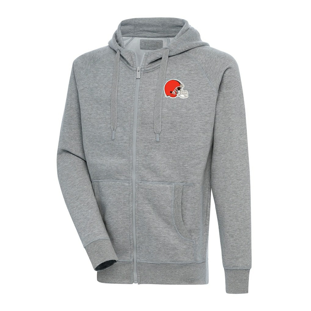 Cleveland Browns Antigua Big & Tall Victory Full-Zip Hoodie - Heather Gray - NFL