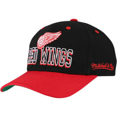 Detroit Red Wings Mitchell & Ness Backside Script Two-Tone Pro Crown Adjustable Hat - Black/Red | NHL Lifestyle