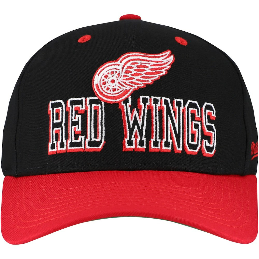 Detroit Red Wings Mitchell & Ness Backside Script Two-Tone Pro Crown Adjustable Hat - Black/Red | NHL Lifestyle