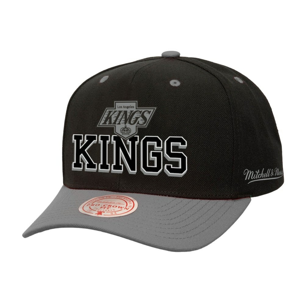 Los Angeles Kings Mitchell & Ness Backside Script Two-Tone Pro Crown Adjustable Hat - Black/Silver | NHL on sale