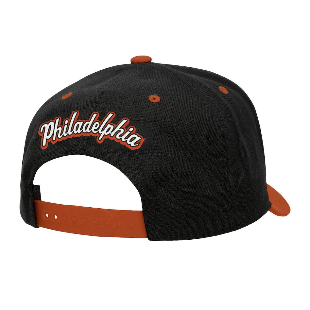 Philadelphia Flyers Mitchell & Ness Backside Script 2-Tone Pro Crown Adjustable Hat - Black/Orange | NHL Lifestyle