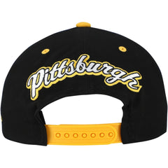 Pittsburgh Penguins Mitchell & Ness Backside Script Two-Tone Pro Crown Adjustable Hat - Black/Gold | NHL Clearance