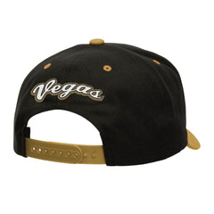 Vegas Golden Knights Mitchell & Ness Backside Script Two-Tone Pro Crown Adjustable Hat - Black/Gold | NHL Clearance
