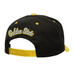 Mitchell & Ness Golden State Warriors Backside Script Two-Tone Pro Crown Adjustable Hat Black/Gold