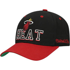 Mitchell & Ness Miami Heat Backside Script Two-Tone Pro Crown Adjustable Hat Black/Red