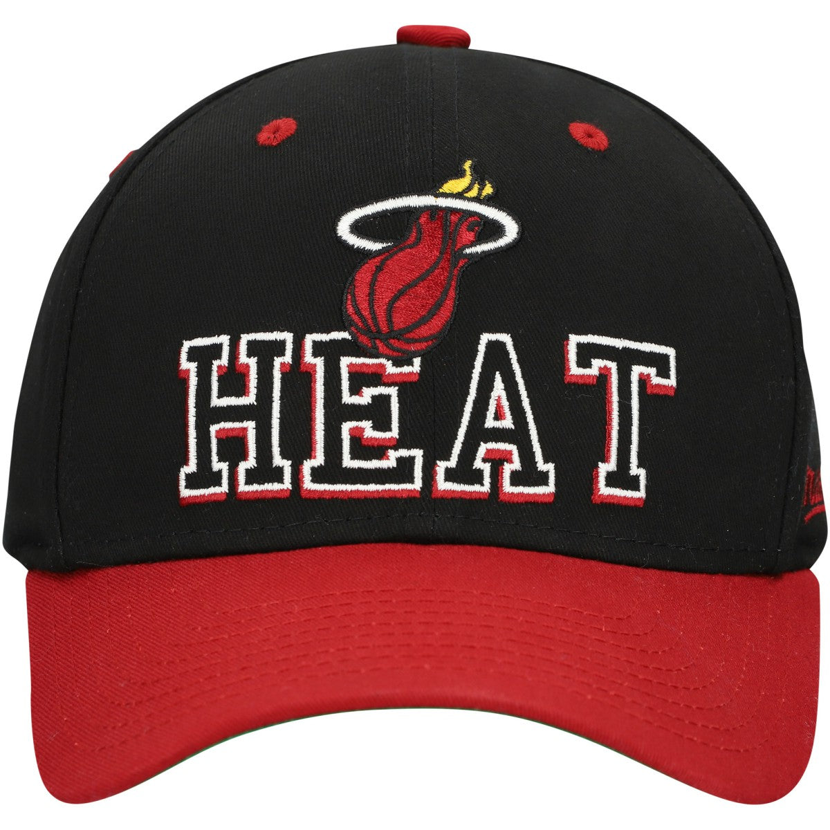 Mitchell & Ness Miami Heat Backside Script Two-Tone Pro Crown Adjustable Hat Black/Red