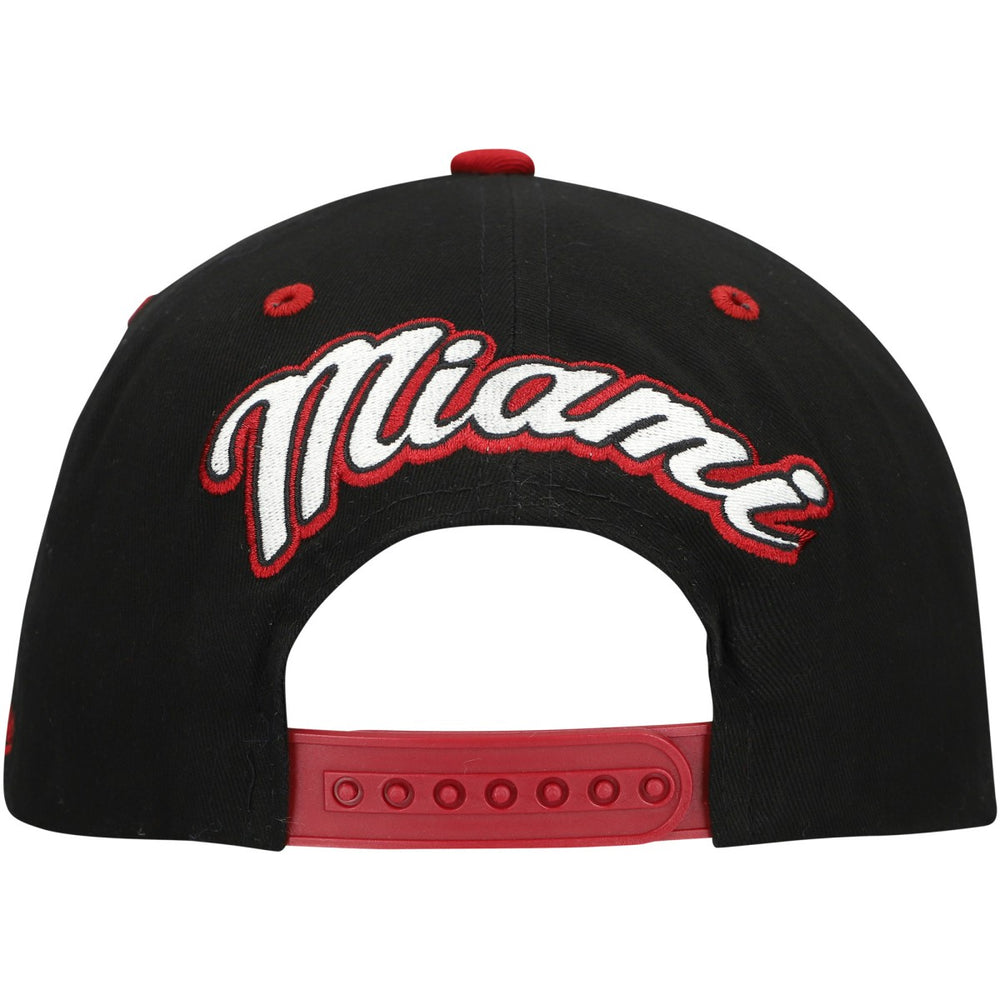 Mitchell & Ness Miami Heat Backside Script Two-Tone Pro Crown Adjustable Hat Black/Red