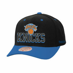 Mitchell & Ness New York Knicks Backside Script 2-Tone Pro Crown Adjustable Hat Black/Blue
