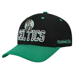 Mitchell & Ness Boston Celtics Backside Script 2-Tone Pro Crown Adjustable Hat Black/Kelly Green
