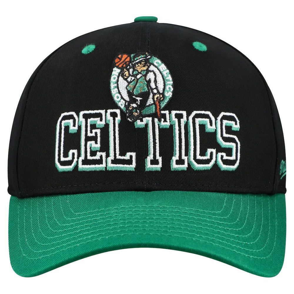 Mitchell & Ness Boston Celtics Backside Script 2-Tone Pro Crown Adjustable Hat Black/Kelly Green