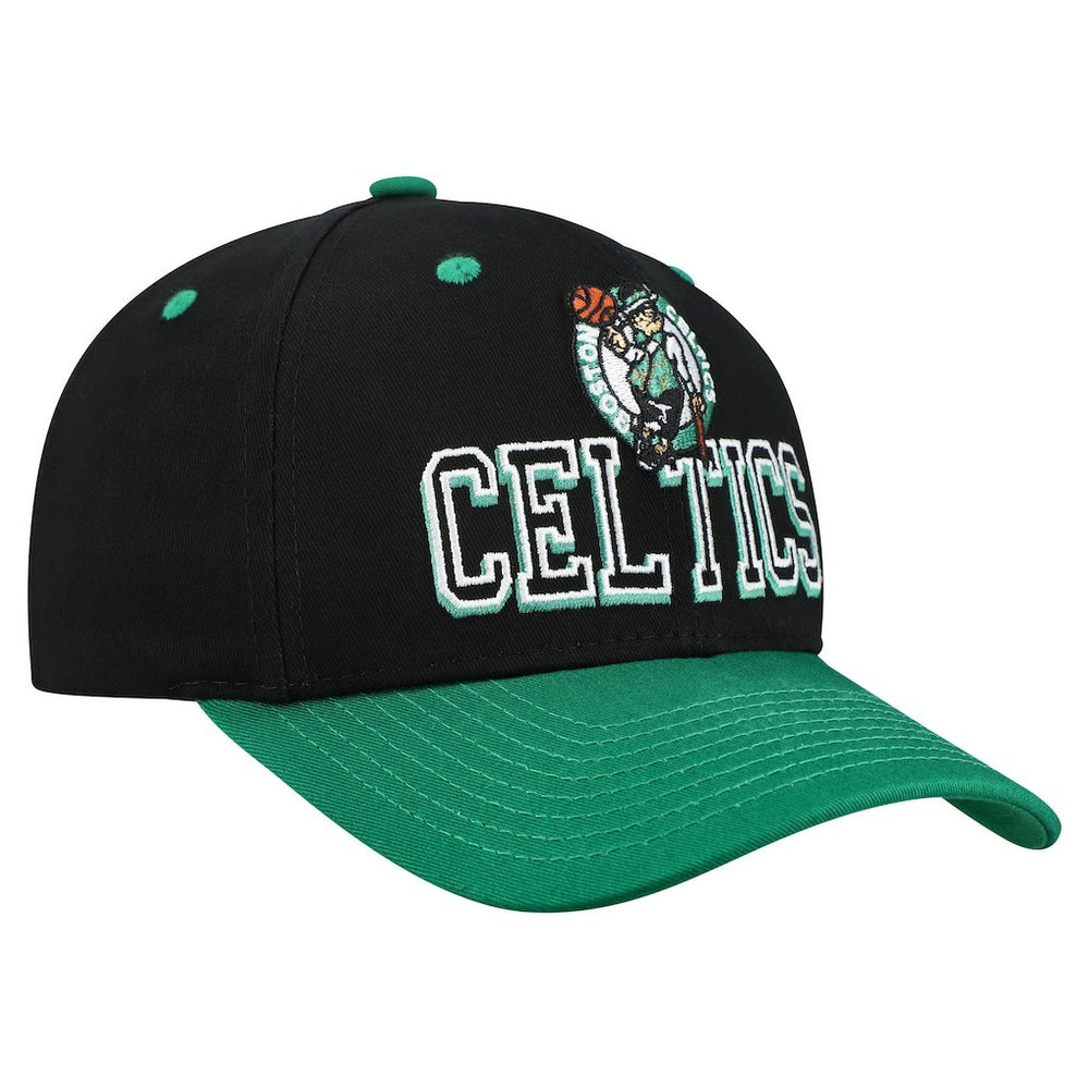 Mitchell & Ness Boston Celtics Backside Script 2-Tone Pro Crown Adjustable Hat Black/Kelly Green