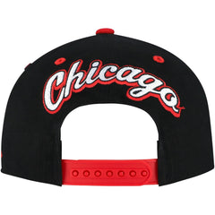 Mitchell & Ness Chicago Bulls Backside Script 2-Tone Pro Crown Adjustable Hat Black/Red