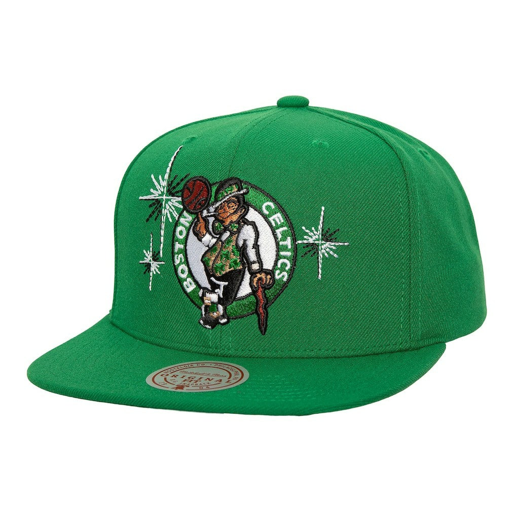 Mitchell & Ness Boston Celtics Starlight Snapback Hat Kelly Green