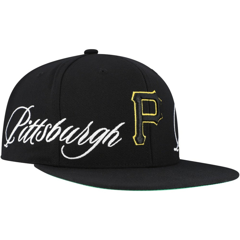 Pittsburgh Pirates Mitchell & Ness Just Don x MLB Lux Script Snapback Hat for sale