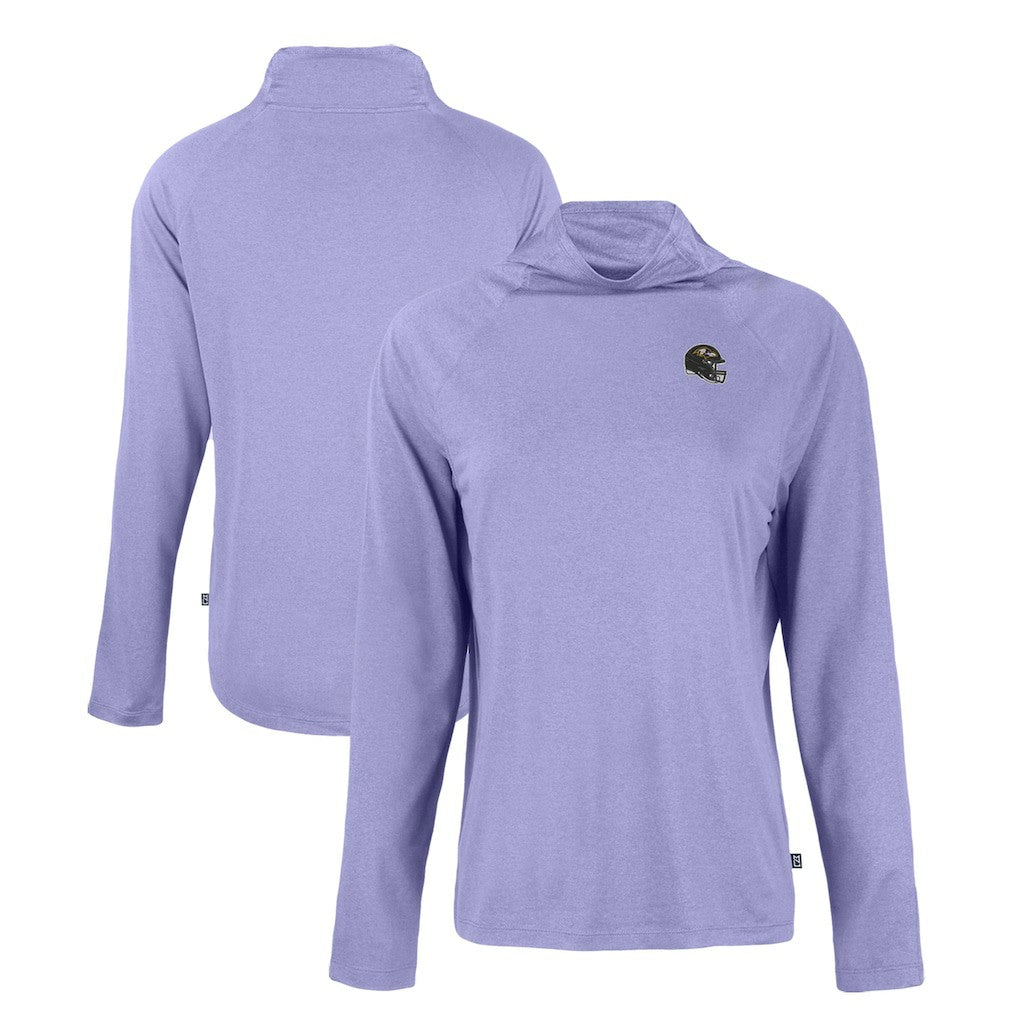 Baltimore Ravens Cutter & Buck Women's Coastline Epic Comfort Eco Recycled Funnel Neck Raglan Pullover Sweatshirt - Lavender - NFL